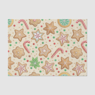 CHRISTMAS GINGERBREAD COOKIE AND CANDY CANES TISSUE PAPER