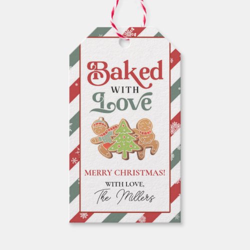 Christmas Gingerbread Cookie Baked With Love Gift Tags