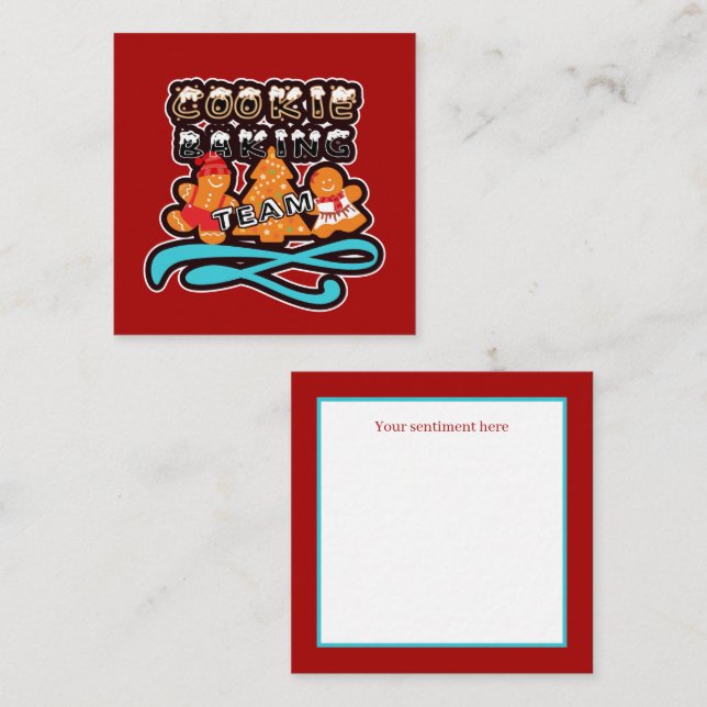 Christmas gingerbread cookie baking team note card (Front/Back)