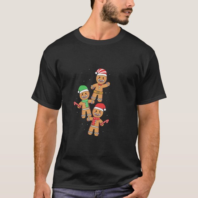 Christmas Gingerbread Cookie Candy Cane  T-Shirt (Front)