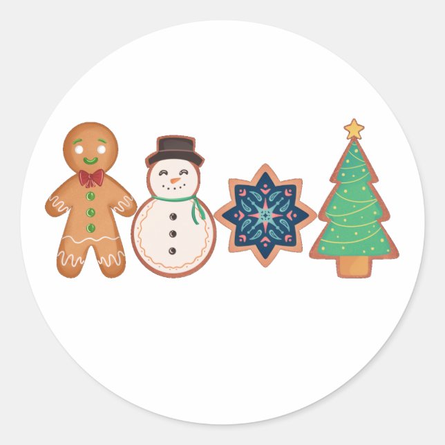 Christmas Gingerbread Cookie Classic Round Sticker (Front)