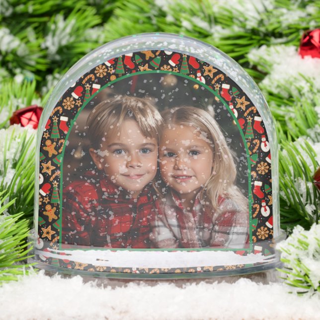 Christmas Gingerbread Cookie Custom Photo & Text Snow Globe (Creator Uploaded)