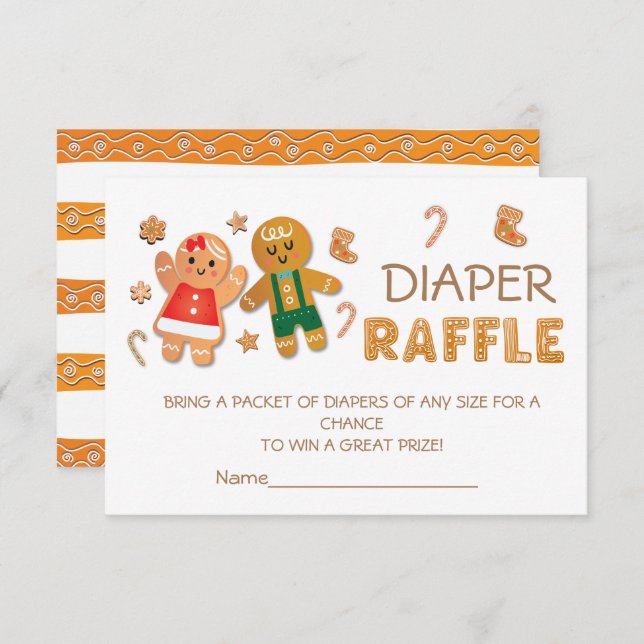 Christmas Gingerbread Cookie Diaper Raffle Invitation (Front/Back)