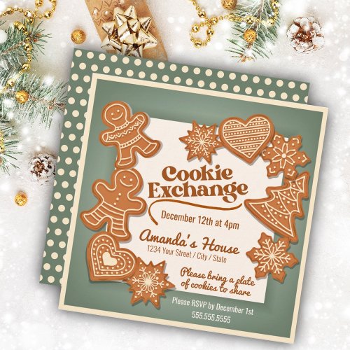 Christmas Gingerbread Cookie Exchange Invitation