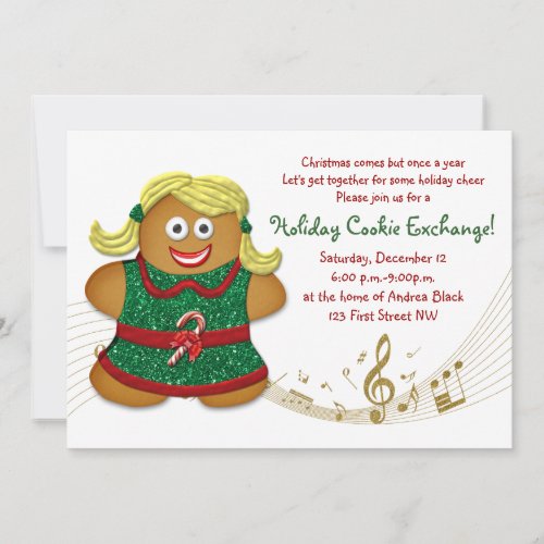 Christmas Gingerbread Cookie Exchange  Invitation