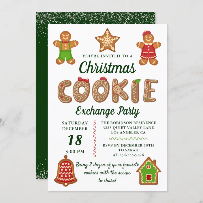 Cookie Exchange Christmas Gingerbread House Christmas Party Invitation 