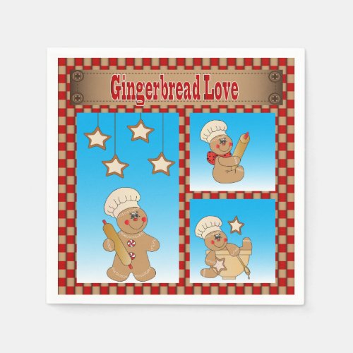 Christmas Gingerbread Cookie Love Paper Napkins