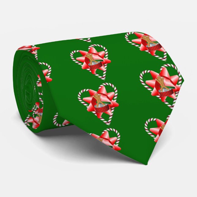 Christmas Gingerbread Cookie Man Holiday Neck Tie (Rolled)