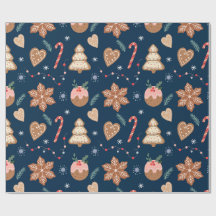 Christmas Gingerbread Cookie Navy Seamless pattern