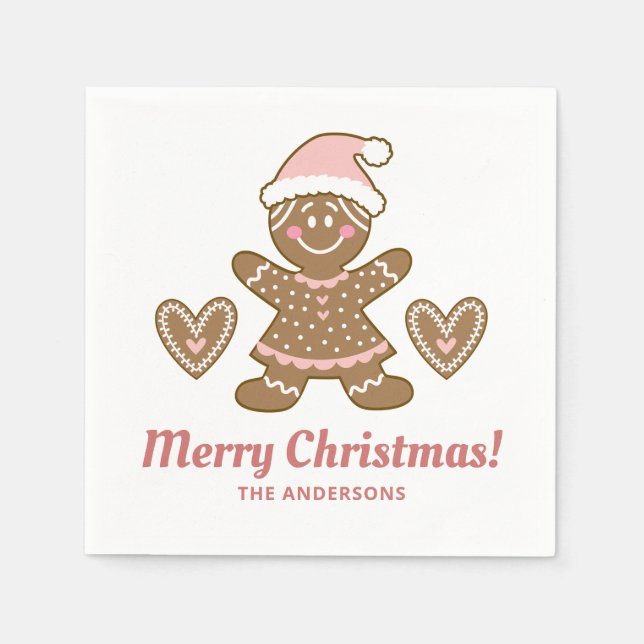 Christmas Gingerbread Cookie Party Napkin (Front)