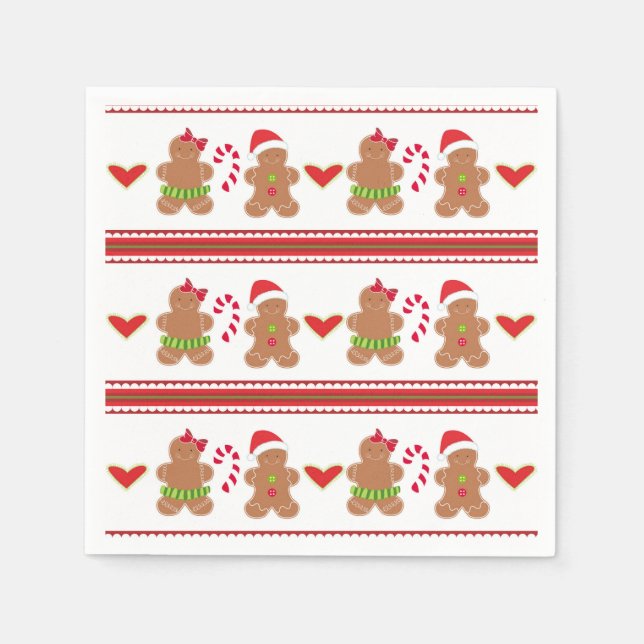 Christmas gingerbread cookie party paper napkins (Front)