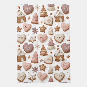 Christmas Gingerbread Cookie Pattern Kitchen Towel