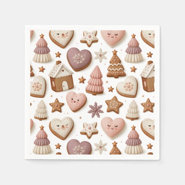Christmas Gingerbread Cookie Pattern Napkins (Front)