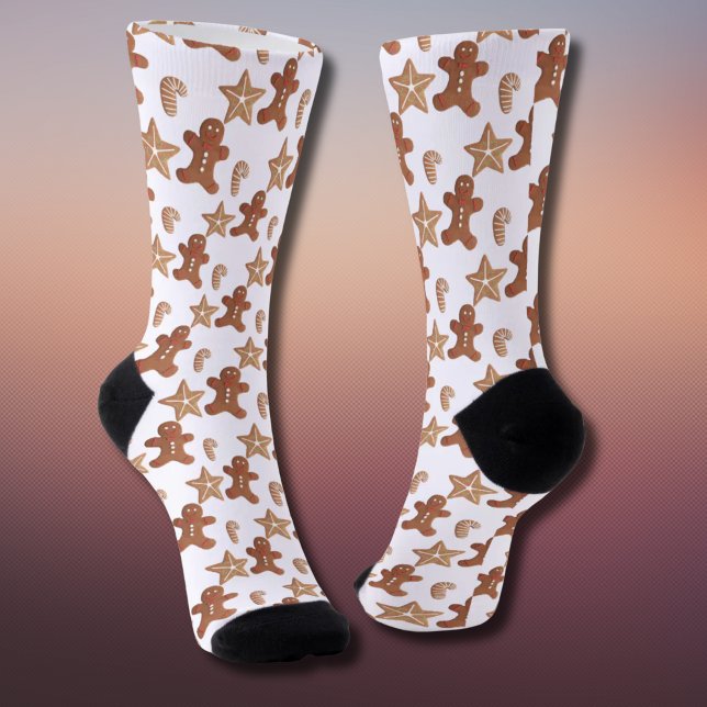 Christmas Gingerbread Cookie Pattern Socks (Christmas cookie pattern socks)