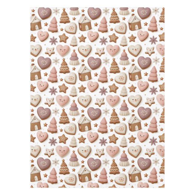 Christmas Gingerbread Cookie Pattern Tablecloth (Front)