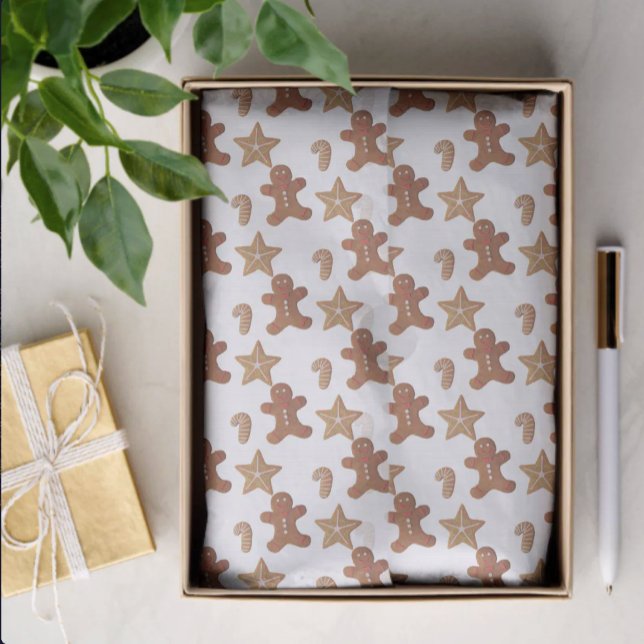 Christmas Gingerbread Cookie Pattern Tissue Paper (Christmas cookie tissue paper in box)