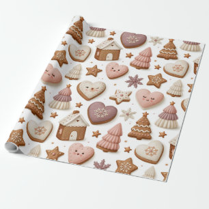 Christmas Gingerbread Cookie Pattern Wrapping Paper