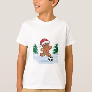 Christmas Gingerbread Cookie playing soccer T-Shirt