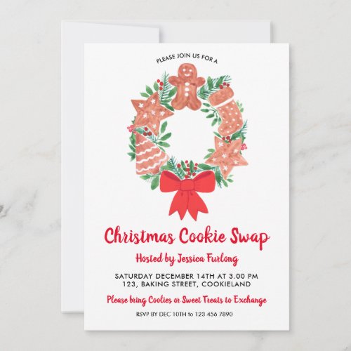 Christmas Gingerbread Cookie Swap Party  Invitation