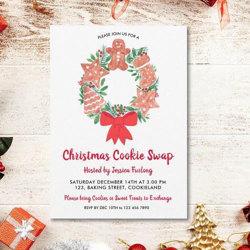 Christmas Gingerbread Cookie Swap Party  Invitation