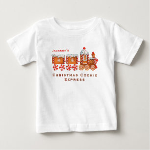Christmas Gingerbread Cookie Train Customizable Baby T-Shirt