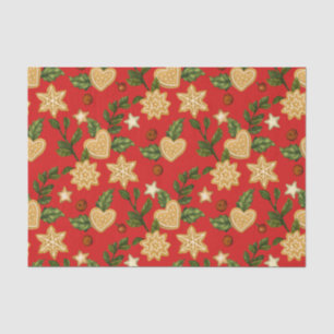 Christmas Gingerbread Cookies and Berries Red  Tissue Paper