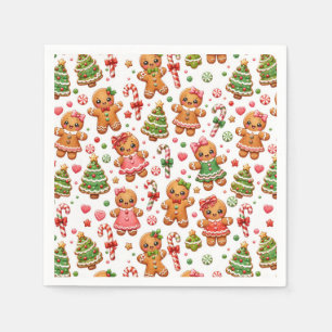 Christmas Gingerbread Cookies and Candy Canes Napkins
