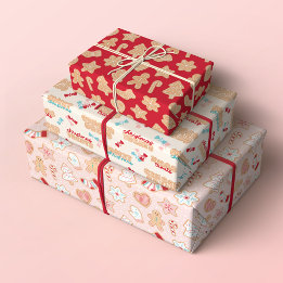 Christmas Gingerbread Cookies and Candy Patterns Wrapping Paper Sheets