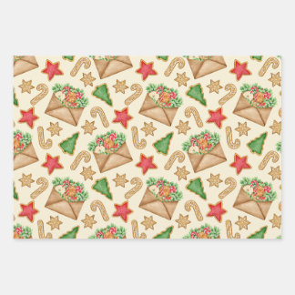 Christmas Gingerbread Cookies and Letters Wrapping Paper Sheets