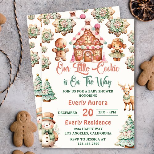  Christmas Gingerbread Cookies Baby Shower Party Invitation