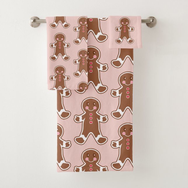 Christmas Gingerbread Cookies Bath Towels Set Gift (Insitu)