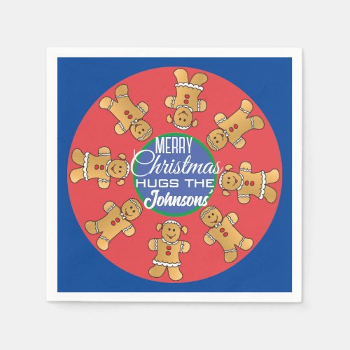 Christmas Gingerbread Cookies Blue Napkins