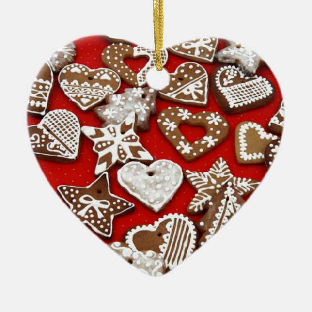 Christmas Gingerbread Cookies Ceramic Ornament (Front)