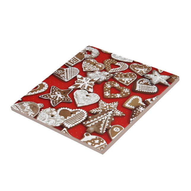Christmas Gingerbread Cookies Ceramic Tile (Side)