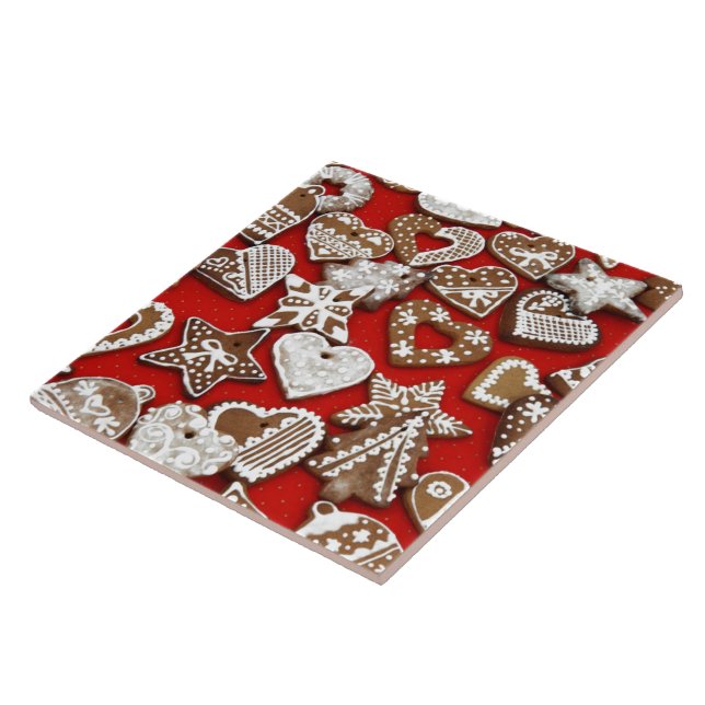 Christmas Gingerbread Cookies Ceramic Tile (Side)