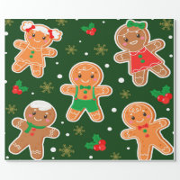 Cute Gingerbread Man Cookie Christmas Premium Gift Wrap Wrapping Paper Roll  Pattern 