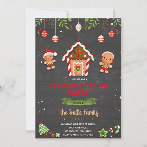 Christmas gingerbread cookies decorate invitation