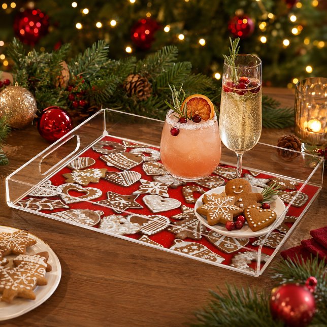 Christmas Gingerbread Cookies Extra-Large Acrylic Tray (Christmas Gingerbread Cookies Extra-Large Acrylic Tray)
