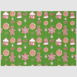 Christmas Gingerbread Cookies Green Tissue Paper