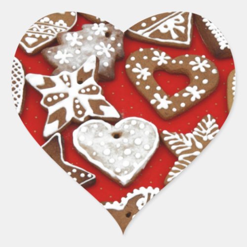 Christmas Gingerbread Cookies Heart Sticker
