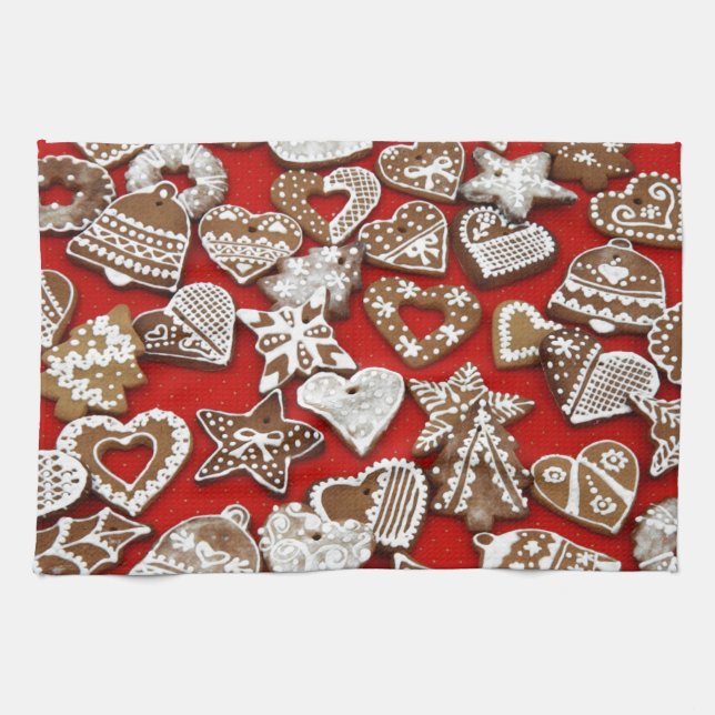Christmas Gingerbread Cookies Kitchen Towel (Horizontal)