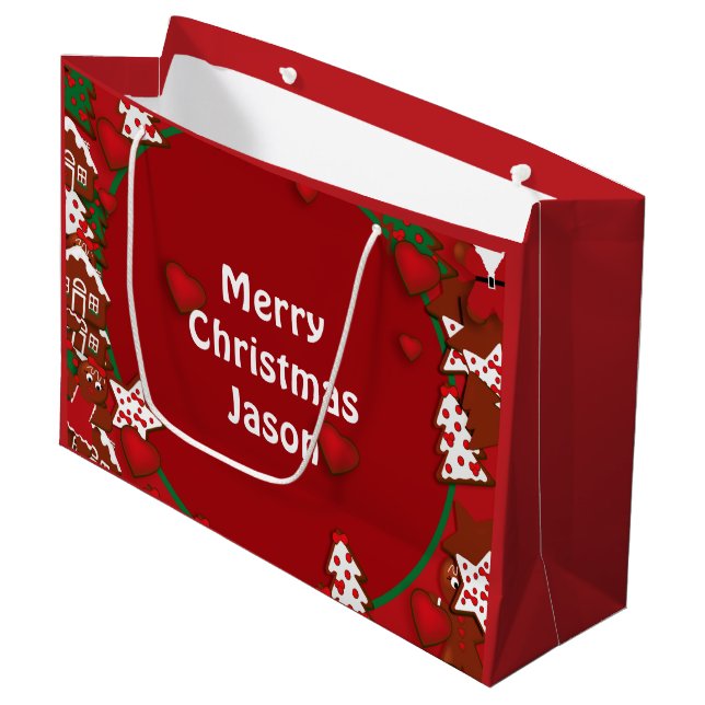Christmas Gingerbread Cookies Merry Christmas LGB Large Gift Bag (Front Angled)