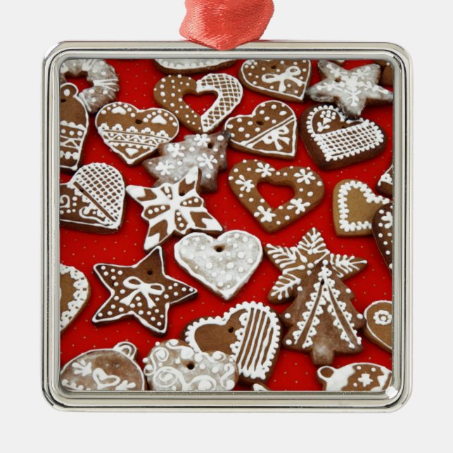 Christmas Gingerbread Cookies Metal Ornament (Front)
