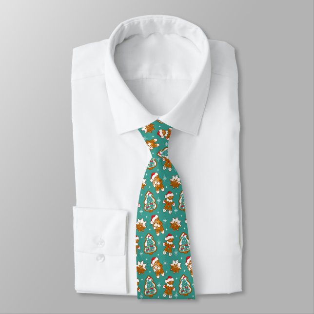 Christmas Gingerbread Cookies Neck Tie (Tied)