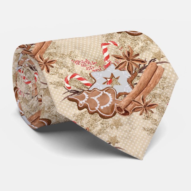 Christmas Gingerbread Cookies Neck Tie (Rolled)