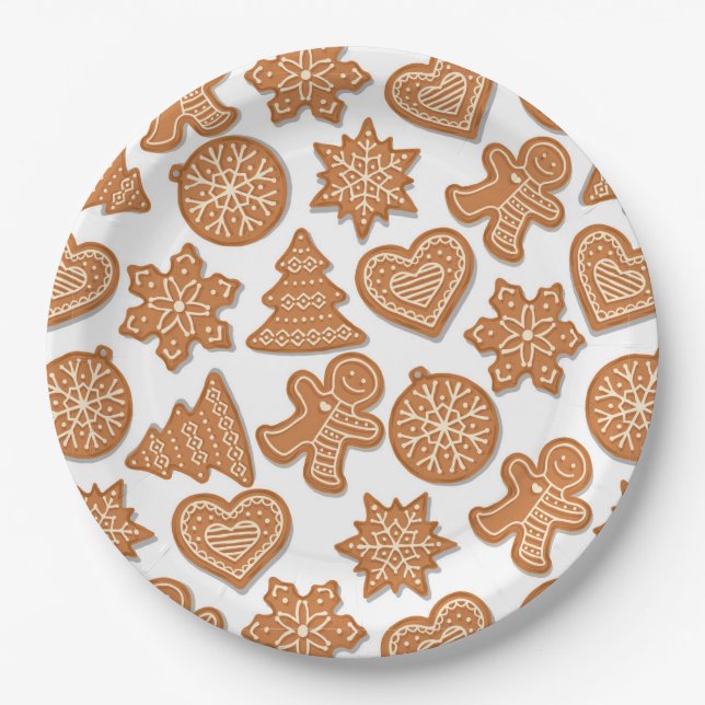 Christmas Gingerbread Cookies  Paper Plates (Front)