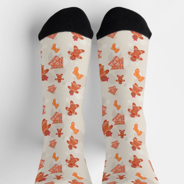 Christmas Gingerbread Cookies Pattern Socks (Top)
