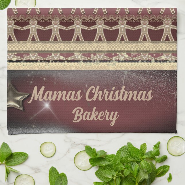 Christmas Gingerbread Cookies Personalized  Kitchen Towel (Folded)