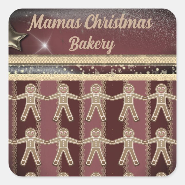 Christmas Gingerbread Cookies Personalized Square Sticker (Front)