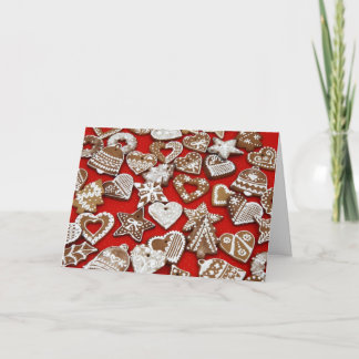 Christmas Gingerbread Cookies Red Holiday Card